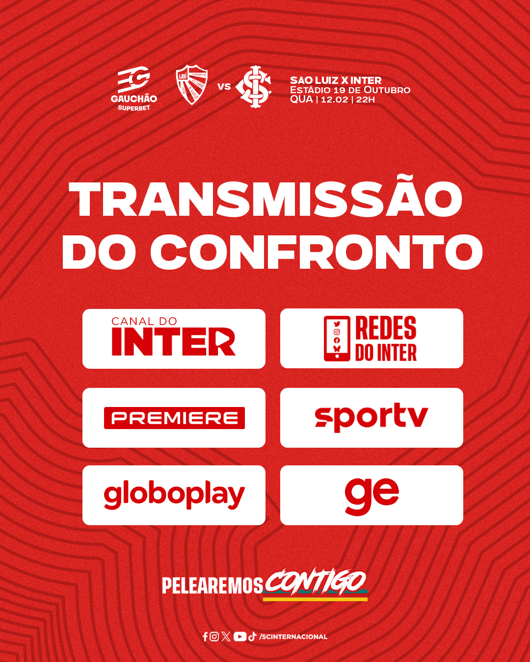 Canal do Inter, SportTV e Premiere anunciam a transmissão de Inter x São Luiz