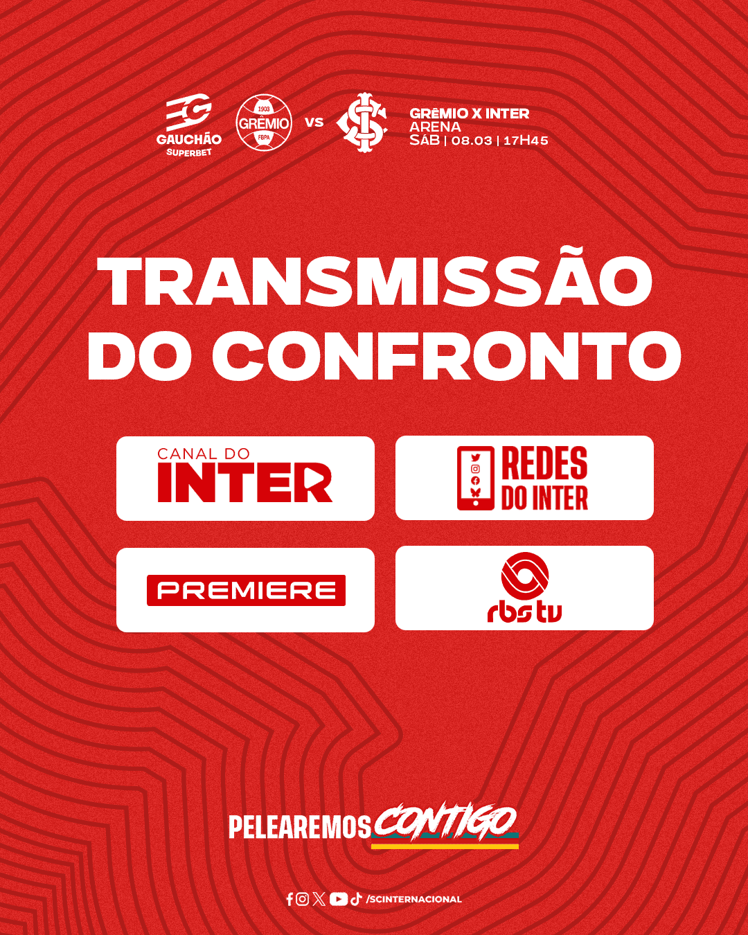 Canal do Inter, RBS TV e Premiere transmitem primeiro jogo da final do Gauchão